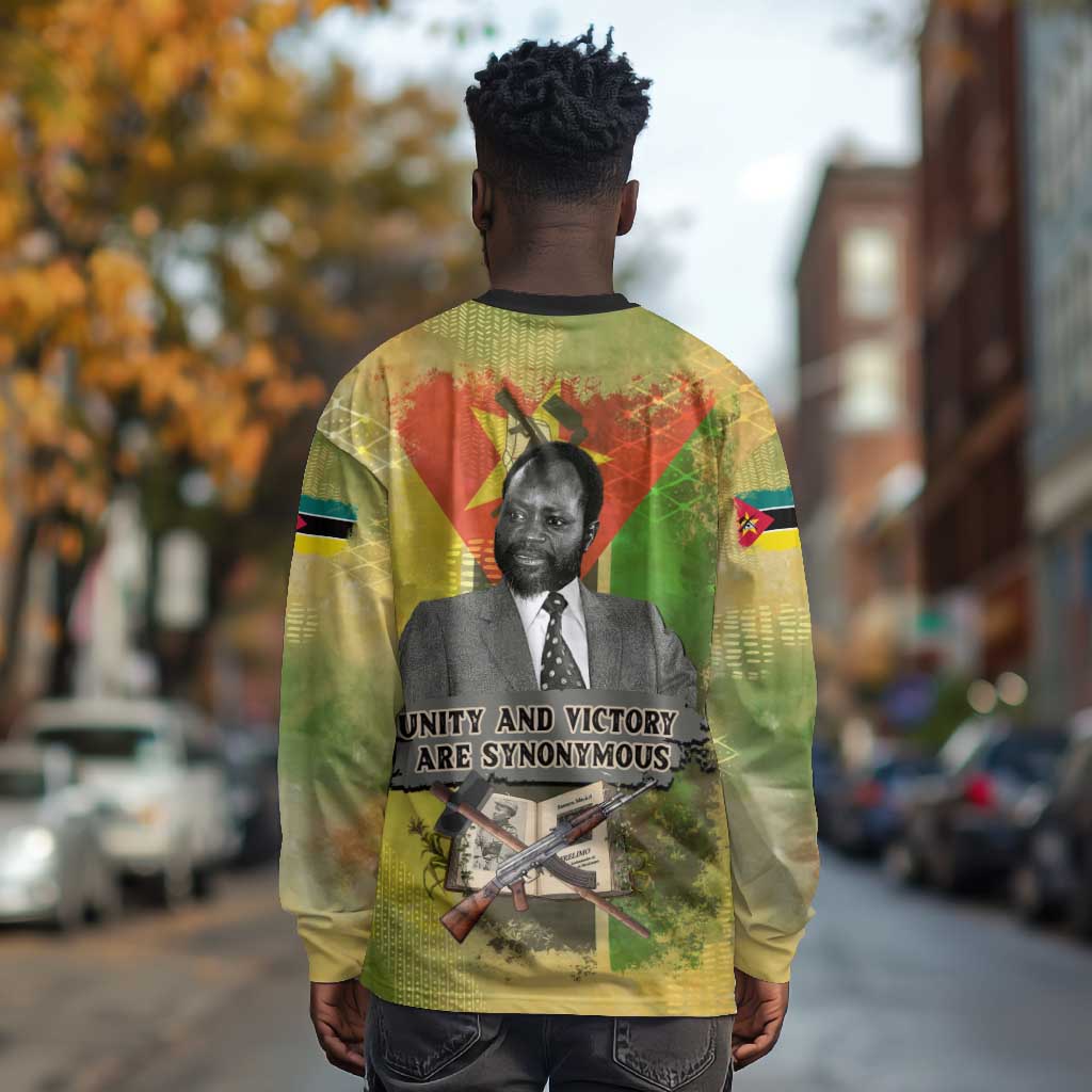 Samora Machel Long Sleeve Shirt Mozambique Flag Unity and Victory Quote Liberation Struggle - African Freedom Tribute - Wonder Print Shop