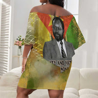 Samora Machel Off Shoulder Short Dress Mozambique Flag Unity and Victory Quote Liberation Struggle - African Freedom Tribute - Wonder Print Shop