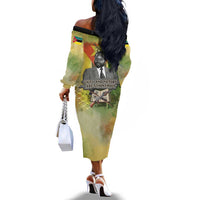 Samora Machel Off The Shoulder Long Sleeve Dress Mozambique Flag Unity and Victory Quote Liberation Struggle - African Freedom Tribute - Wonder Print Shop