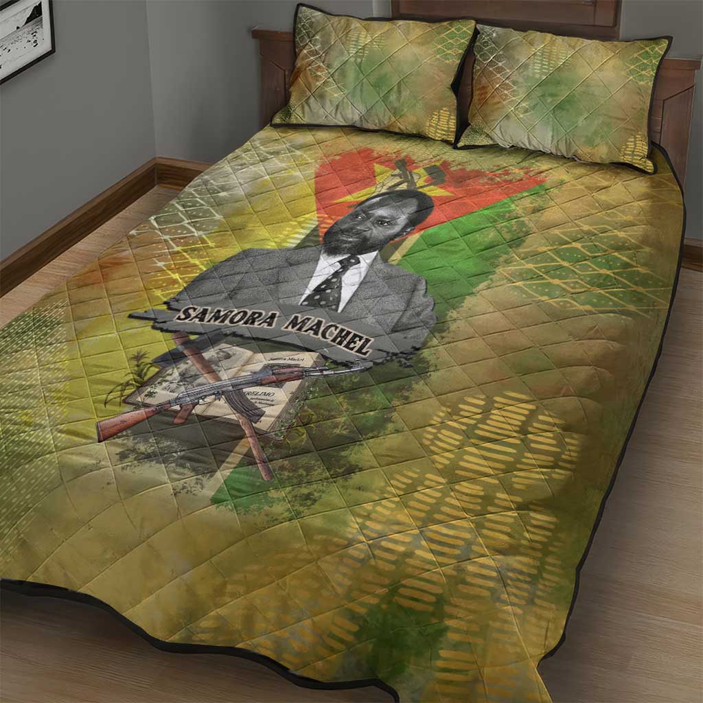 Samora Machel Quilt Bed Set Mozambique Flag Unity and Victory Quote Liberation Struggle - African Freedom Tribute - Wonder Print Shop