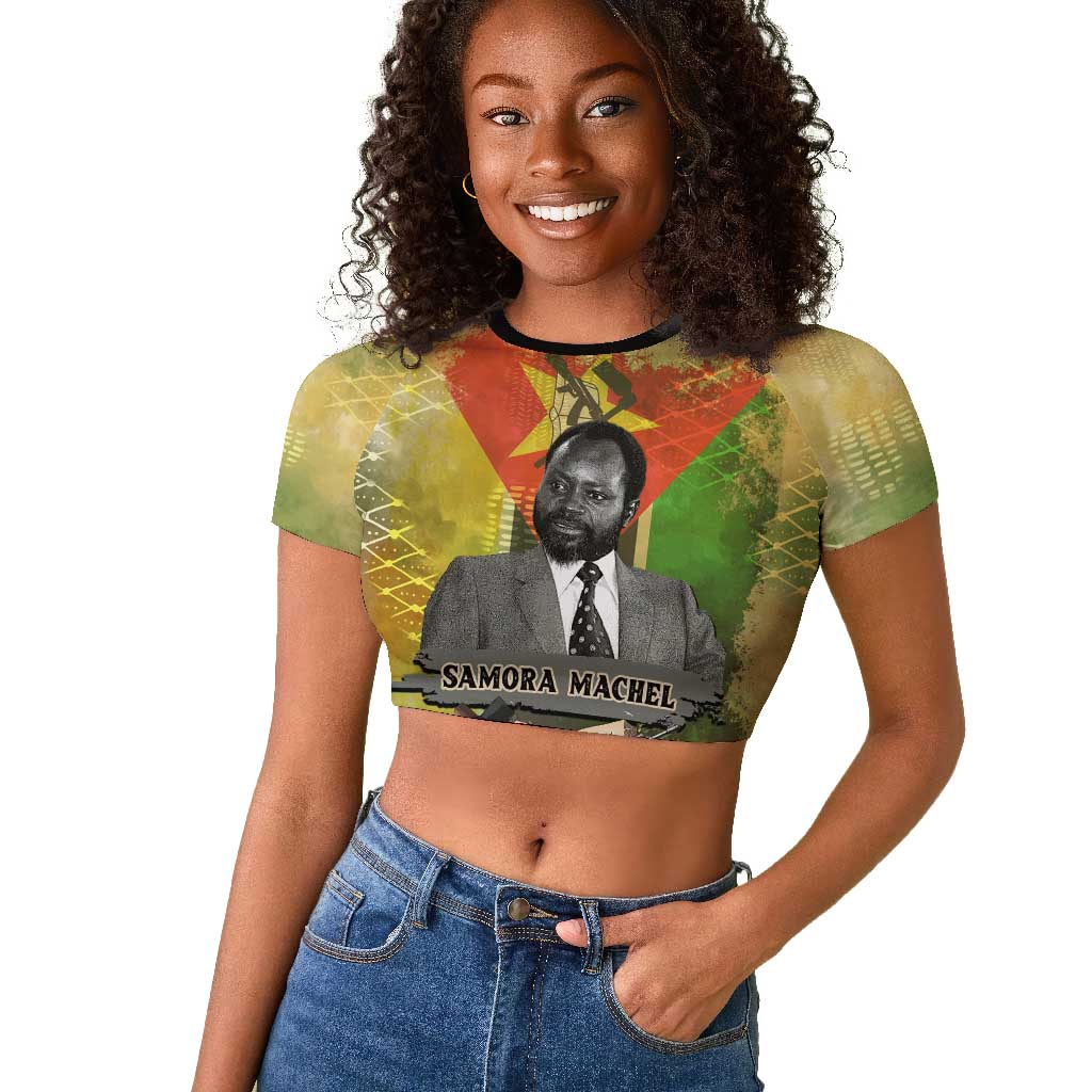Samora Machel Raglan Cropped T shirt Mozambique Flag Unity and Victory Quote Liberation Struggle - African Freedom Tribute - Wonder Print Shop