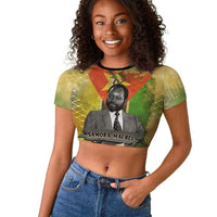 Samora Machel Raglan Cropped T shirt Mozambique Flag Unity and Victory Quote Liberation Struggle - African Freedom Tribute - Wonder Print Shop