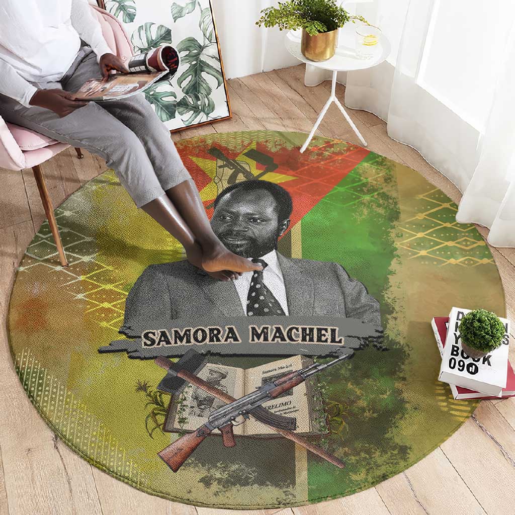 Samora Machel Round Carpet Mozambique Flag Unity and Victory Quote Liberation Struggle - African Freedom Tribute - Wonder Print Shop