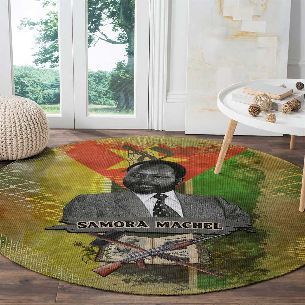 Samora Machel Round Carpet Mozambique Flag Unity and Victory Quote Liberation Struggle - African Freedom Tribute - Wonder Print Shop
