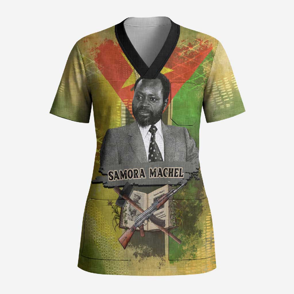 Samora Machel Scrub Top Mozambique Flag Unity and Victory Quote Liberation Struggle - African Freedom Tribute - Wonder Print Shop