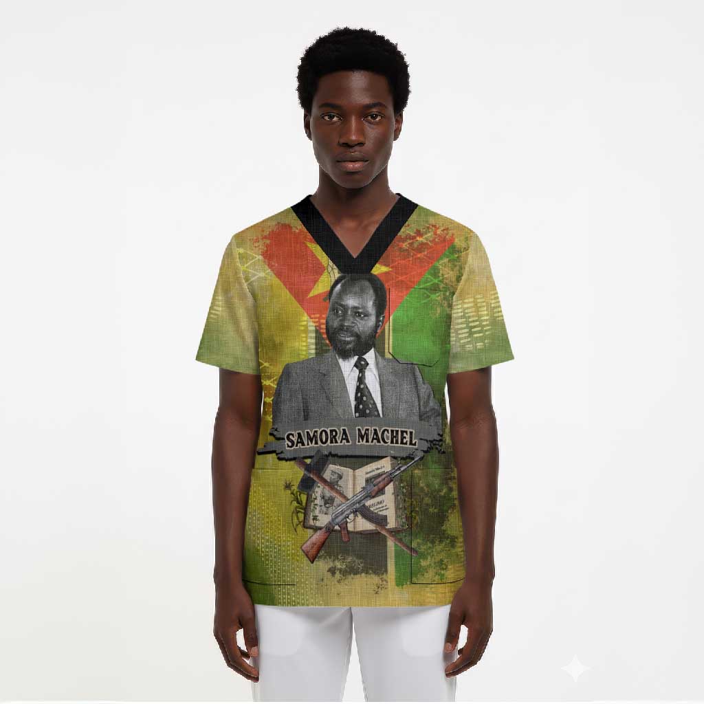 Samora Machel Scrub Top Mozambique Flag Unity and Victory Quote Liberation Struggle - African Freedom Tribute - Wonder Print Shop
