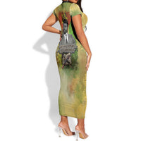 Samora Machel Short Sleeve Bodycon Dress Mozambique Flag Unity and Victory Quote Liberation Struggle - African Freedom Tribute - Wonder Print Shop