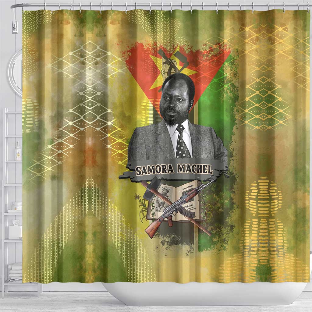 Samora Machel Shower Curtain Mozambique Flag Unity and Victory Quote Liberation Struggle - African Freedom Tribute - Wonder Print Shop