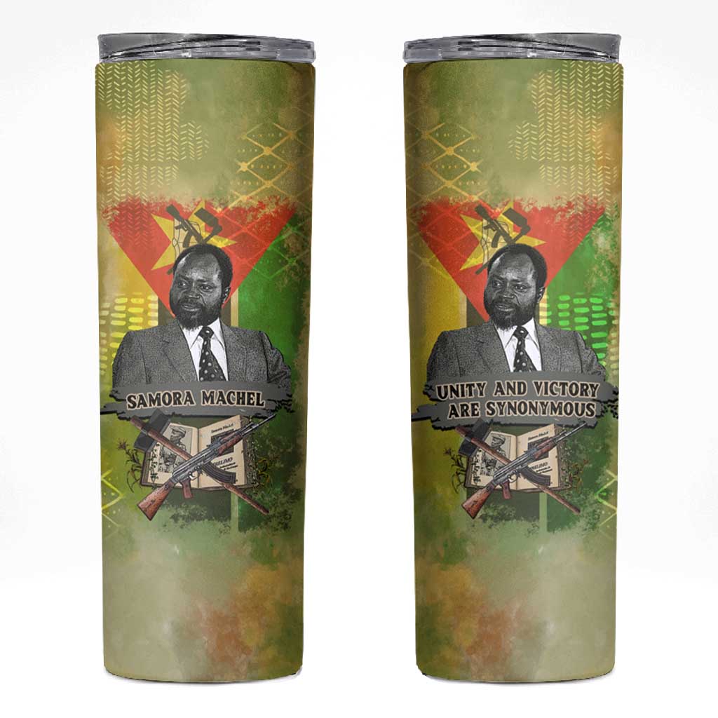 Samora Machel Skinny Tumbler Mozambique Flag Unity and Victory Quote Liberation Struggle - African Freedom Tribute - Wonder Print Shop