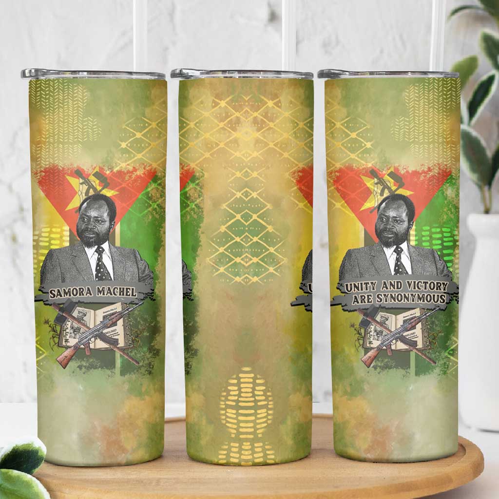 Samora Machel Skinny Tumbler Mozambique Flag Unity and Victory Quote Liberation Struggle - African Freedom Tribute - Wonder Print Shop
