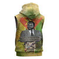 Samora Machel Sleeveless Hoodie Mozambique Flag Unity and Victory Quote Liberation Struggle - African Freedom Tribute - Wonder Print Shop