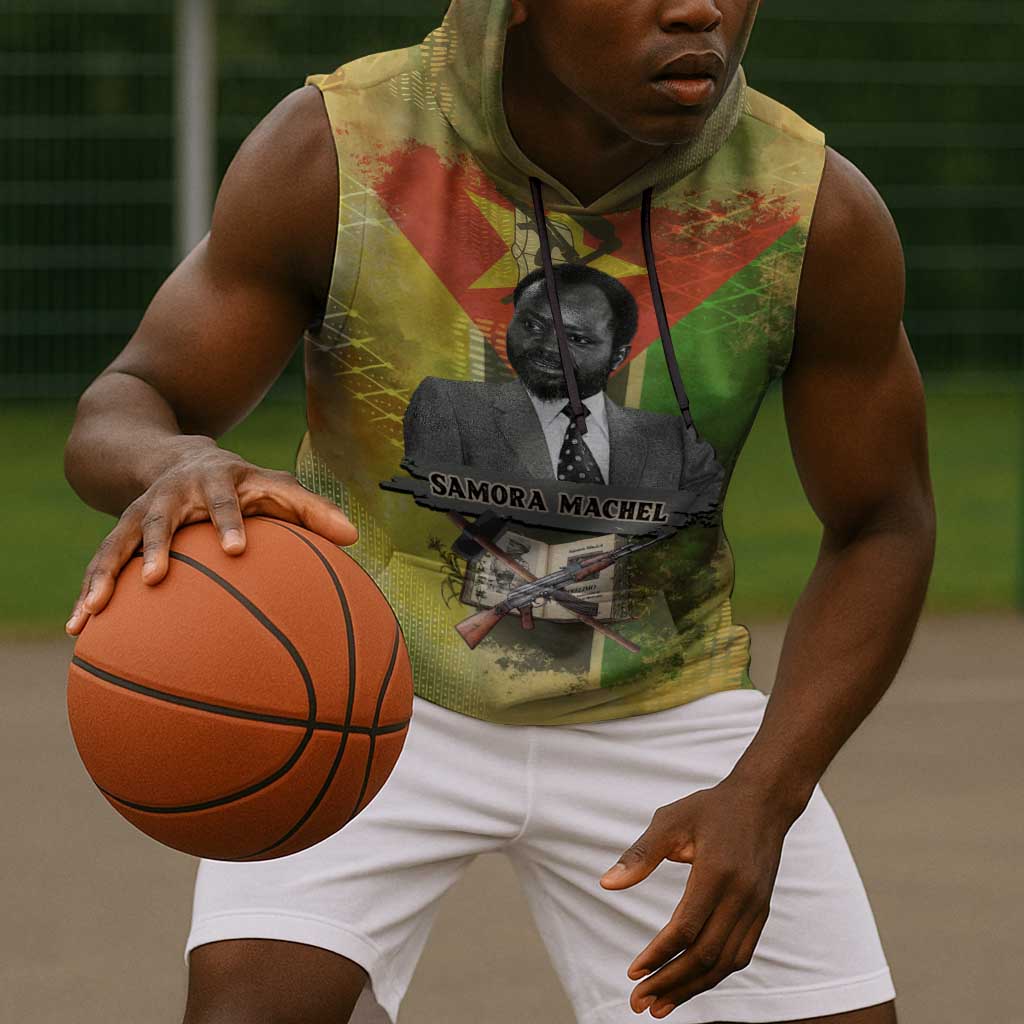 Samora Machel Sleeveless Hoodie Mozambique Flag Unity and Victory Quote Liberation Struggle - African Freedom Tribute - Wonder Print Shop