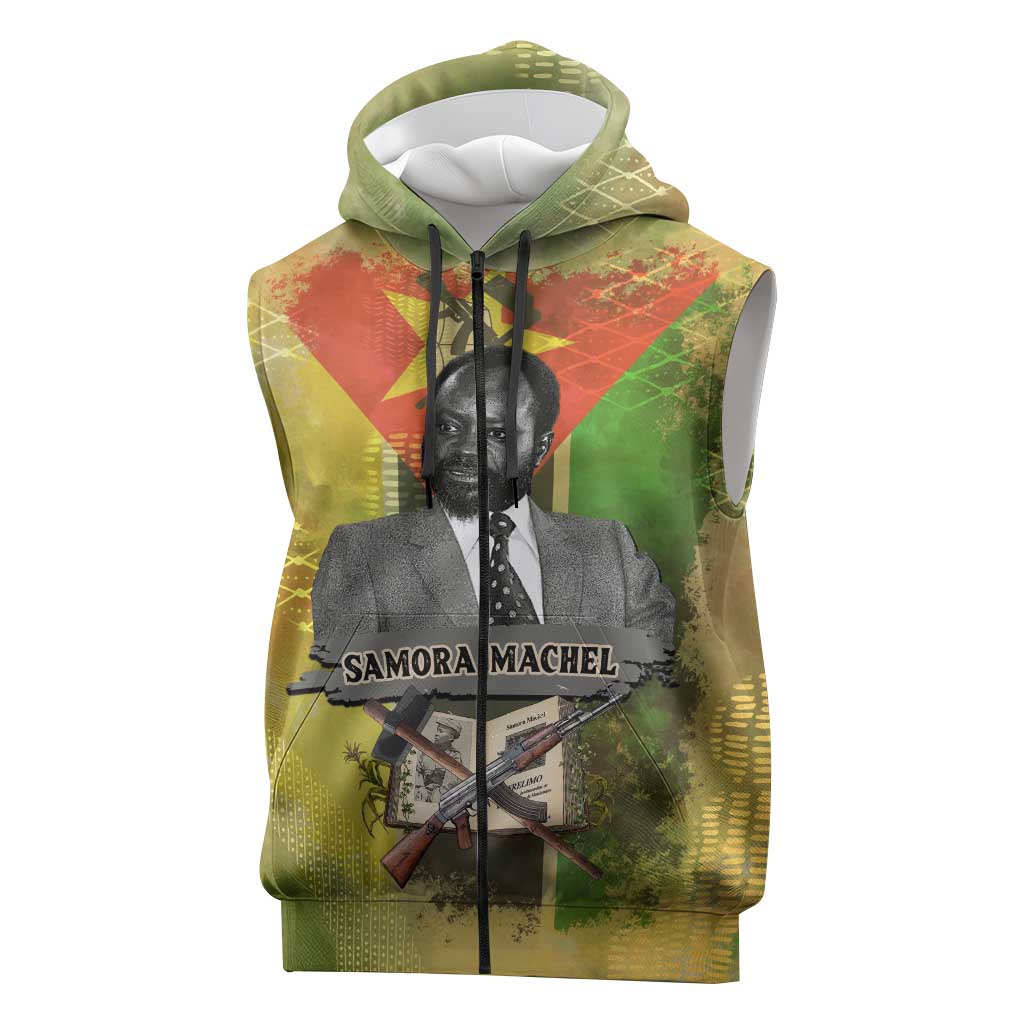 Samora Machel Sleeveless Zip Hoodie Mozambique Flag Unity and Victory Quote Liberation Struggle - African Freedom Tribute - Wonder Print Shop