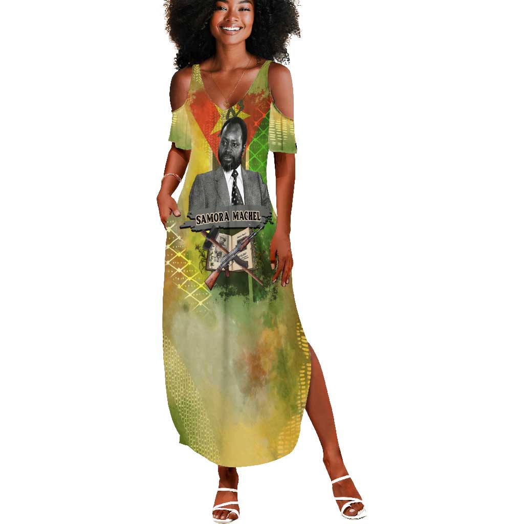 Samora Machel Summer Maxi Dress Mozambique Flag Unity and Victory Quote Liberation Struggle - African Freedom Tribute - Wonder Print Shop