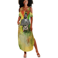 Samora Machel Summer Maxi Dress Mozambique Flag Unity and Victory Quote Liberation Struggle - African Freedom Tribute - Wonder Print Shop