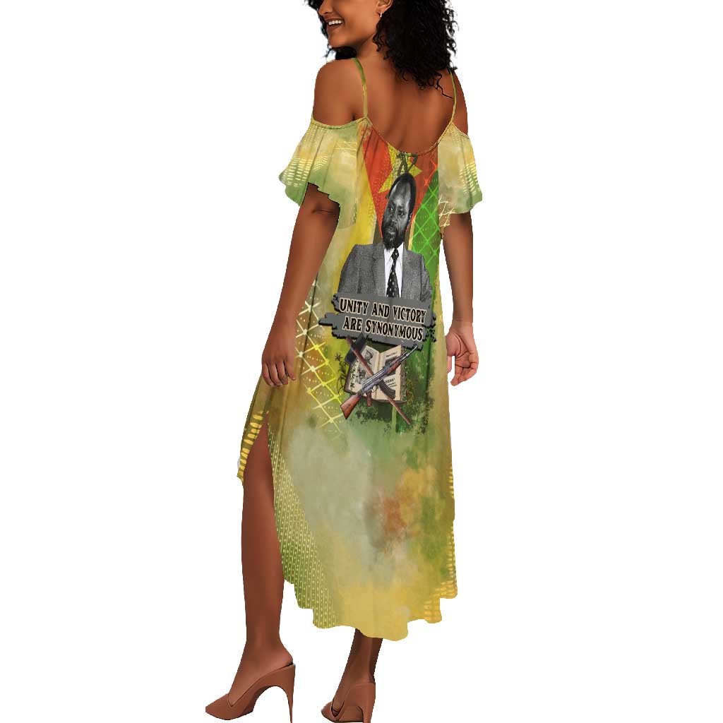 Samora Machel Summer Maxi Dress Mozambique Flag Unity and Victory Quote Liberation Struggle - African Freedom Tribute - Wonder Print Shop
