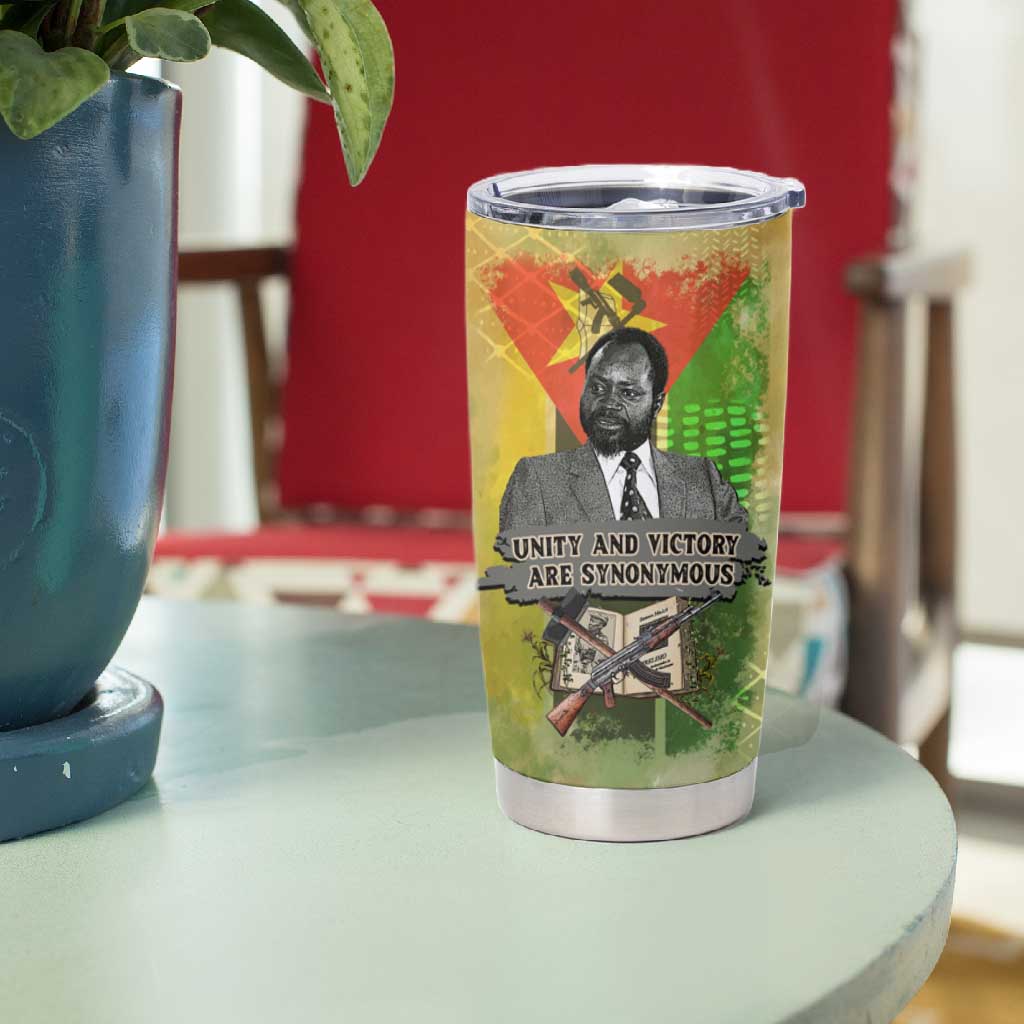Samora Machel Tumbler Cup Mozambique Flag Unity and Victory Quote Liberation Struggle - African Freedom Tribute - Wonder Print Shop