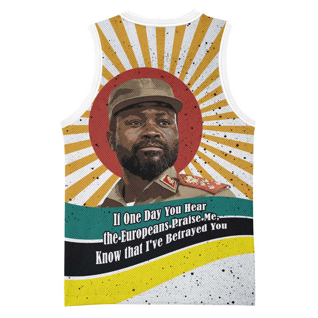 Samora Machel Basketball Jersey Radiant Sunburst Bold Anti-Colonial Quote Mozambique Liberation - African Revolutionary Art - Wonder Print Shop