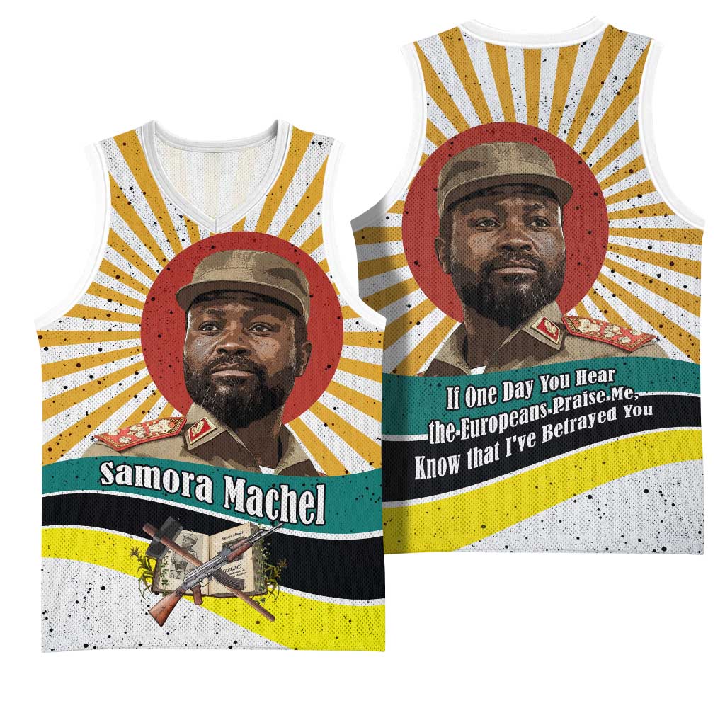 Samora Machel Basketball Jersey Radiant Sunburst Bold Anti-Colonial Quote Mozambique Liberation - African Revolutionary Art - Wonder Print Shop