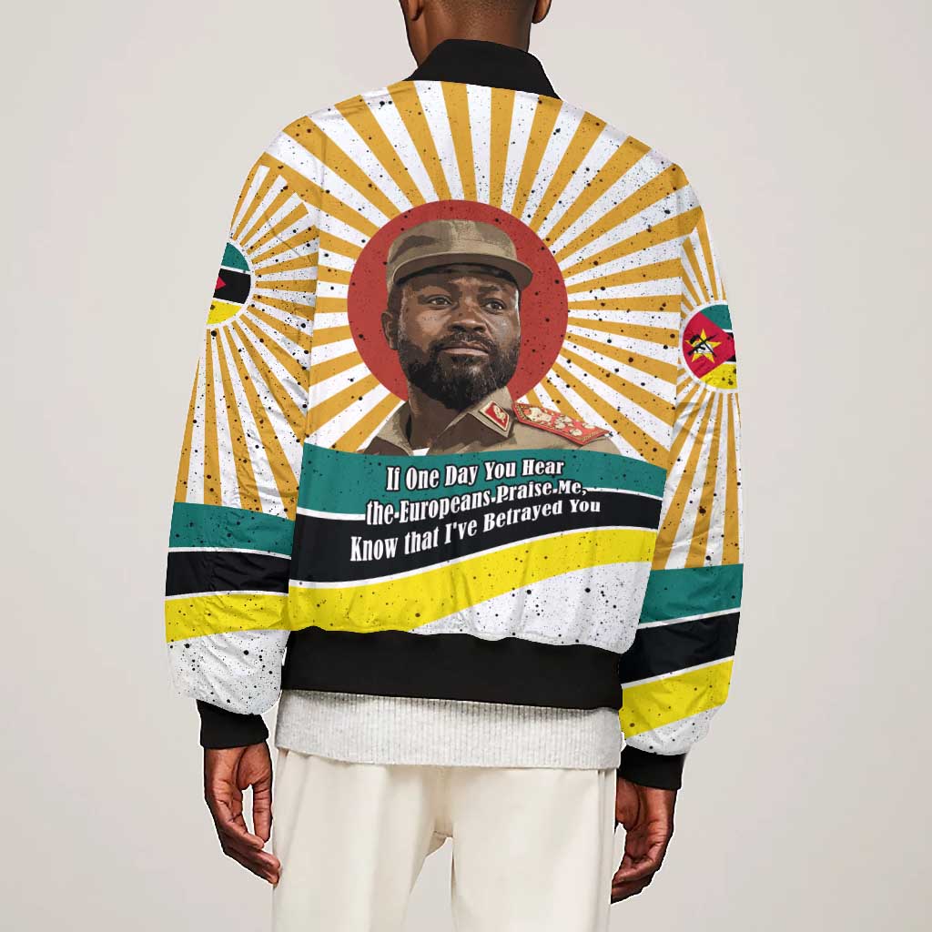 Samora Machel Bomber Jacket Radiant Sunburst Bold Anti-Colonial Quote Mozambique Liberation - African Revolutionary Art - Wonder Print Shop