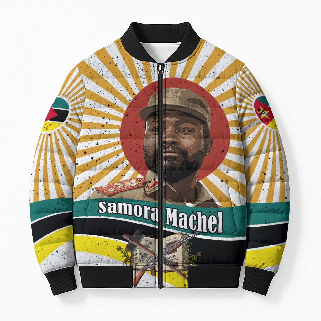 Samora Machel Bomber Puffer Jacket Radiant Sunburst Bold Anti-Colonial Quote Mozambique Liberation - African Revolutionary Art - Wonder Print Shop
