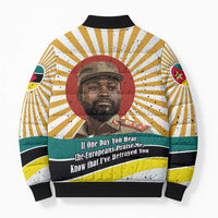 Samora Machel Bomber Puffer Jacket Radiant Sunburst Bold Anti-Colonial Quote Mozambique Liberation - African Revolutionary Art - Wonder Print Shop