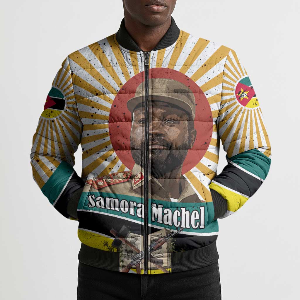 Samora Machel Bomber Puffer Jacket Radiant Sunburst Bold Anti-Colonial Quote Mozambique Liberation - African Revolutionary Art - Wonder Print Shop