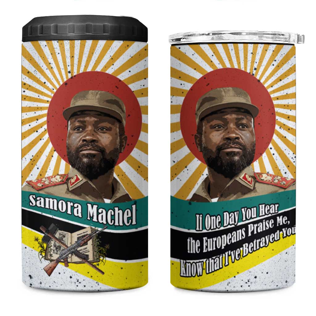 Samora Machel 4 in 1 Can Cooler Tumbler Radiant Sunburst Bold Anti-Colonial Quote Mozambique Liberation - African Revolutionary Art - Wonder Print Shop