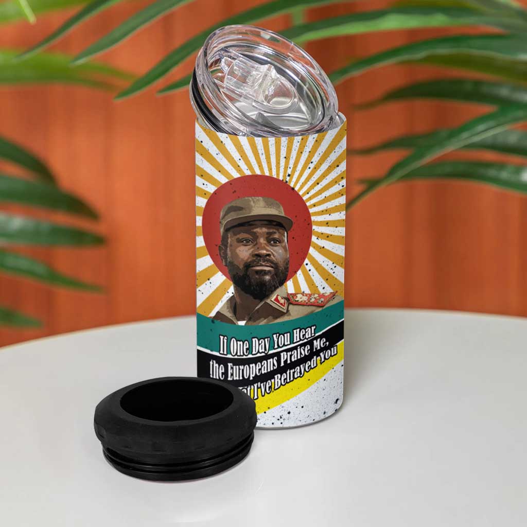 Samora Machel 4 in 1 Can Cooler Tumbler Radiant Sunburst Bold Anti-Colonial Quote Mozambique Liberation - African Revolutionary Art - Wonder Print Shop