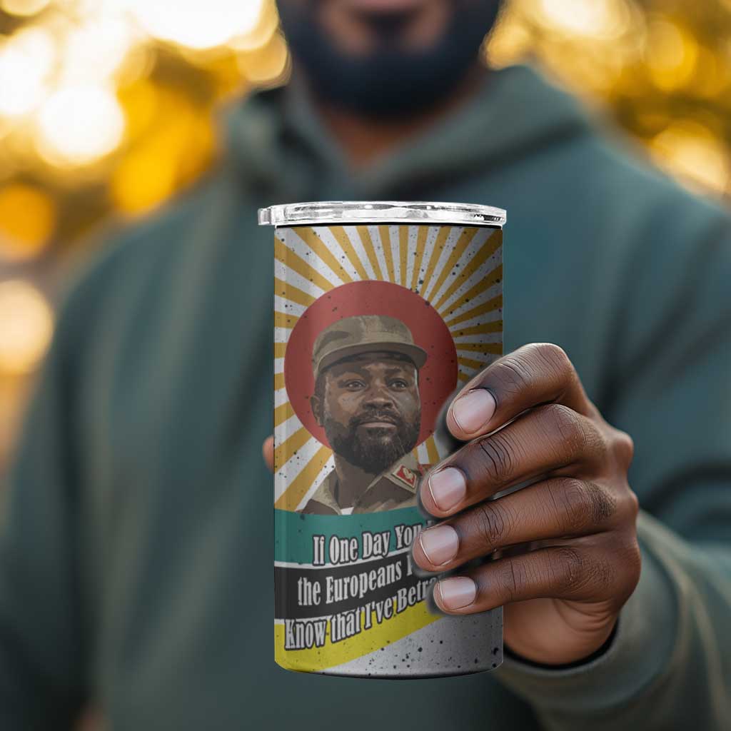 Samora Machel 4 in 1 Can Cooler Tumbler Radiant Sunburst Bold Anti-Colonial Quote Mozambique Liberation - African Revolutionary Art - Wonder Print Shop