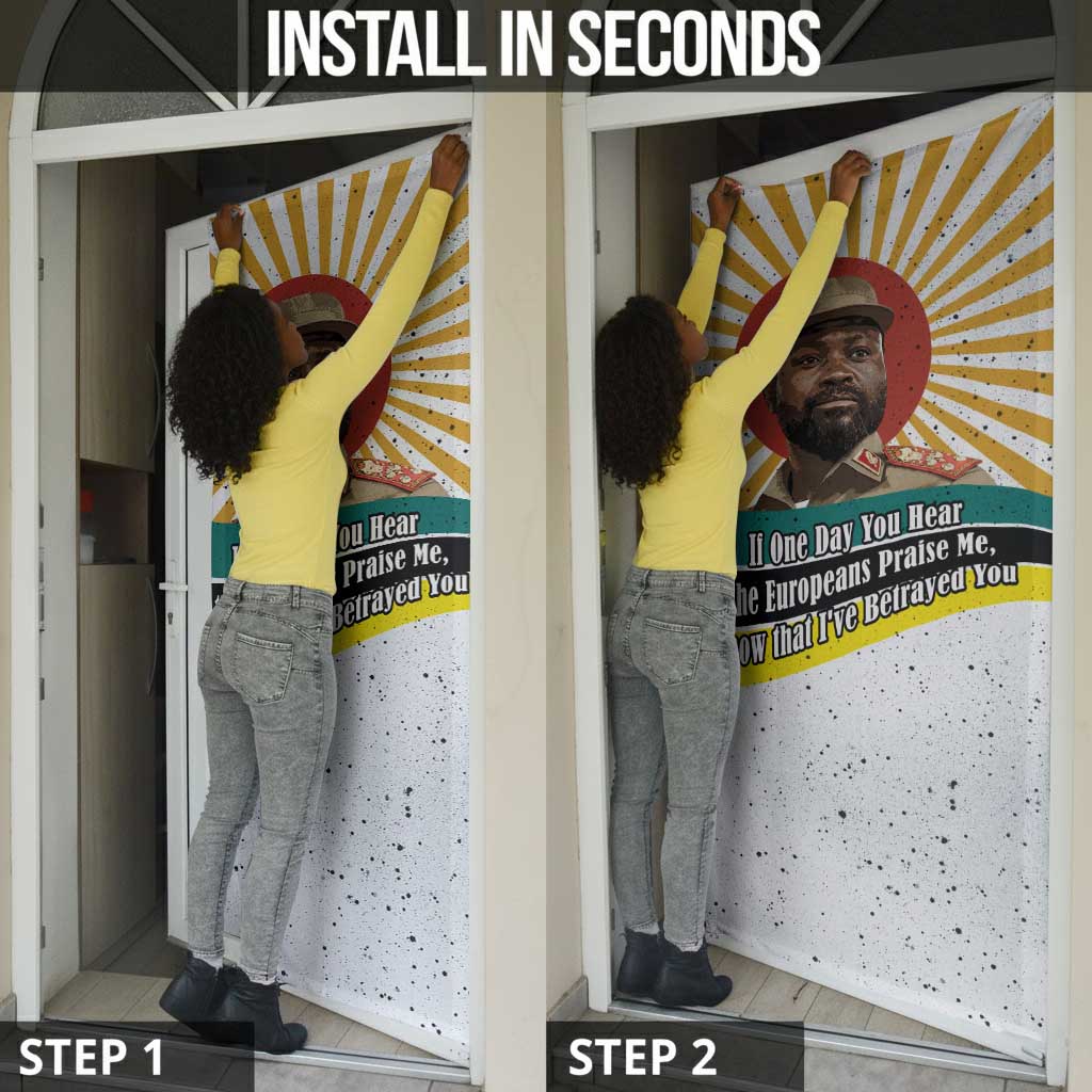 Samora Machel Door Cover Radiant Sunburst Bold Anti-Colonial Quote Mozambique Liberation - African Revolutionary Art - Wonder Print Shop