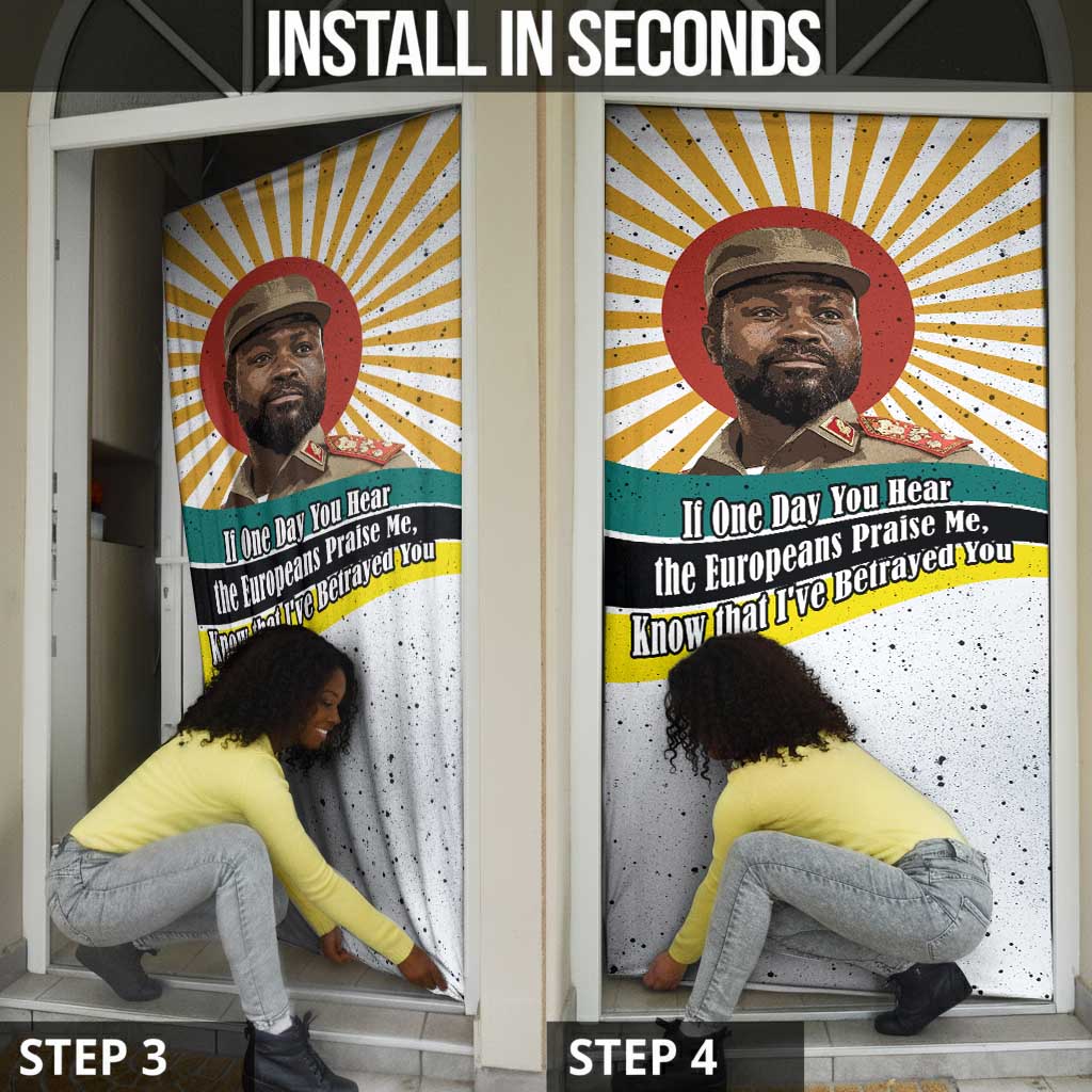 Samora Machel Door Cover Radiant Sunburst Bold Anti-Colonial Quote Mozambique Liberation - African Revolutionary Art - Wonder Print Shop