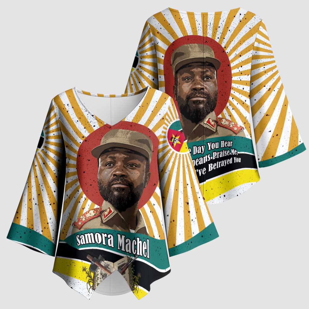 Samora Machel Kimono Sleeve Blouse Radiant Sunburst Bold Anti-Colonial Quote Mozambique Liberation - African Revolutionary Art - Wonder Print Shop