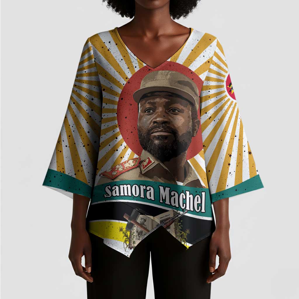 Samora Machel Kimono Sleeve Blouse Radiant Sunburst Bold Anti-Colonial Quote Mozambique Liberation - African Revolutionary Art - Wonder Print Shop