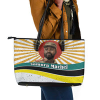 Samora Machel Leather Tote Bag Radiant Sunburst Bold Anti-Colonial Quote Mozambique Liberation - African Revolutionary Art - Wonder Print Shop
