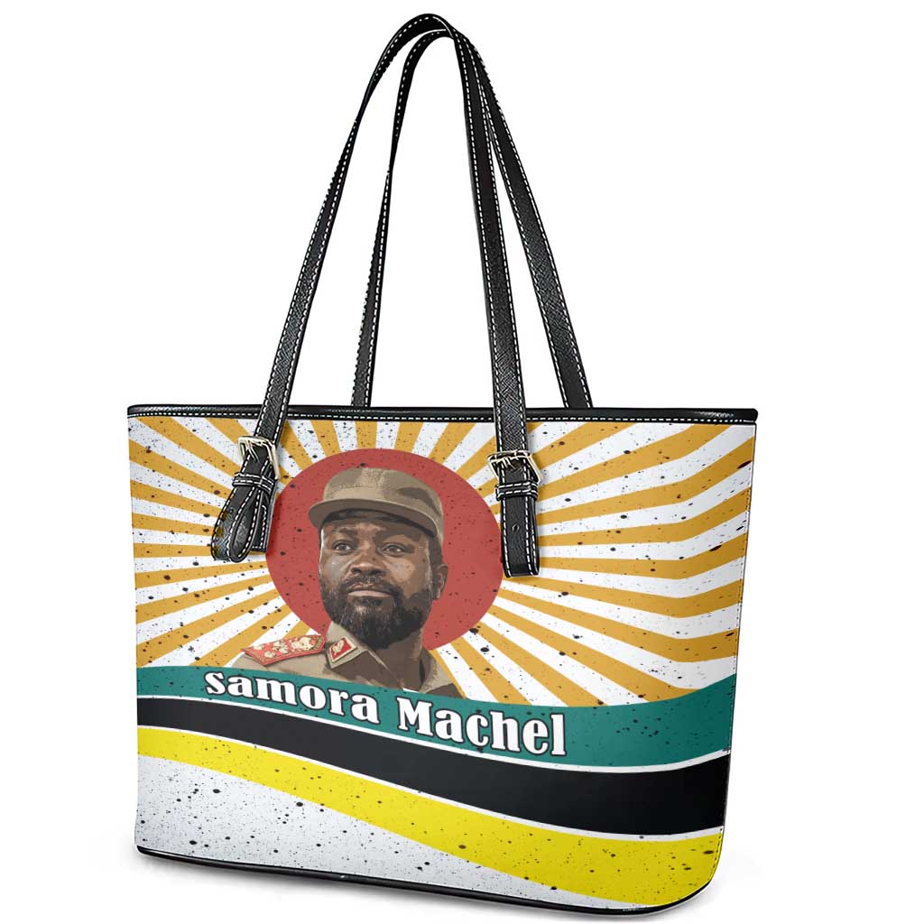 Samora Machel Leather Tote Bag Radiant Sunburst Bold Anti-Colonial Quote Mozambique Liberation - African Revolutionary Art - Wonder Print Shop