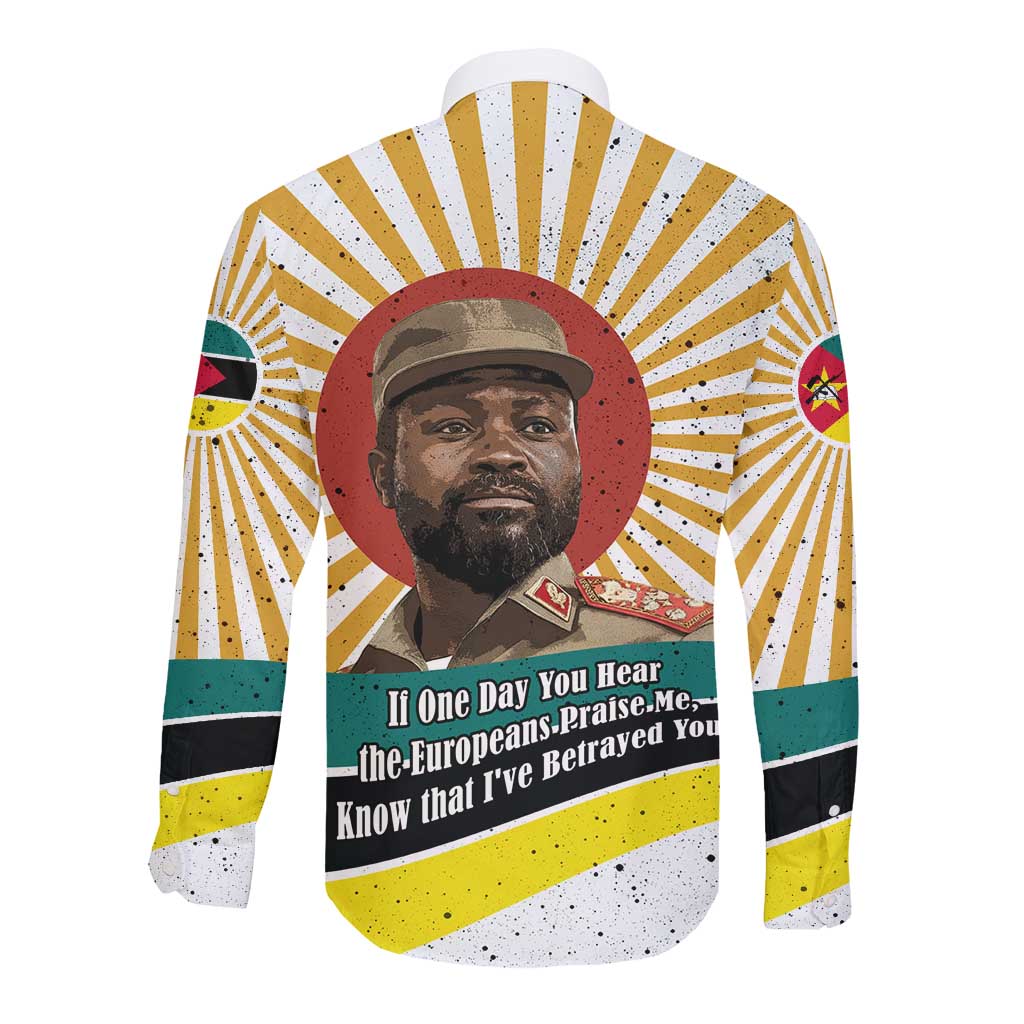 Samora Machel Long Sleeve Button Shirt Radiant Sunburst Bold Anti-Colonial Quote Mozambique Liberation - African Revolutionary Art - Wonder Print Shop