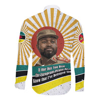 Samora Machel Long Sleeve Button Shirt Radiant Sunburst Bold Anti-Colonial Quote Mozambique Liberation - African Revolutionary Art - Wonder Print Shop
