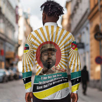 Samora Machel Long Sleeve Button Shirt Radiant Sunburst Bold Anti-Colonial Quote Mozambique Liberation - African Revolutionary Art - Wonder Print Shop