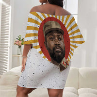Samora Machel Off Shoulder Short Dress Radiant Sunburst Bold Anti-Colonial Quote Mozambique Liberation - African Revolutionary Art - Wonder Print Shop