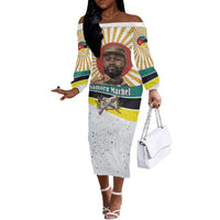 Samora Machel Off The Shoulder Long Sleeve Dress Radiant Sunburst Bold Anti-Colonial Quote Mozambique Liberation - African Revolutionary Art - Wonder Print Shop