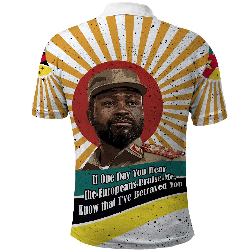 Samora Machel Polo Shirt Radiant Sunburst Bold Anti-Colonial Quote Mozambique Liberation - African Revolutionary Art - Wonder Print Shop