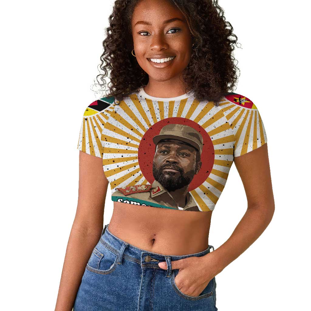 Samora Machel Raglan Cropped T shirt Radiant Sunburst Bold Anti-Colonial Quote Mozambique Liberation - African Revolutionary Art - Wonder Print Shop