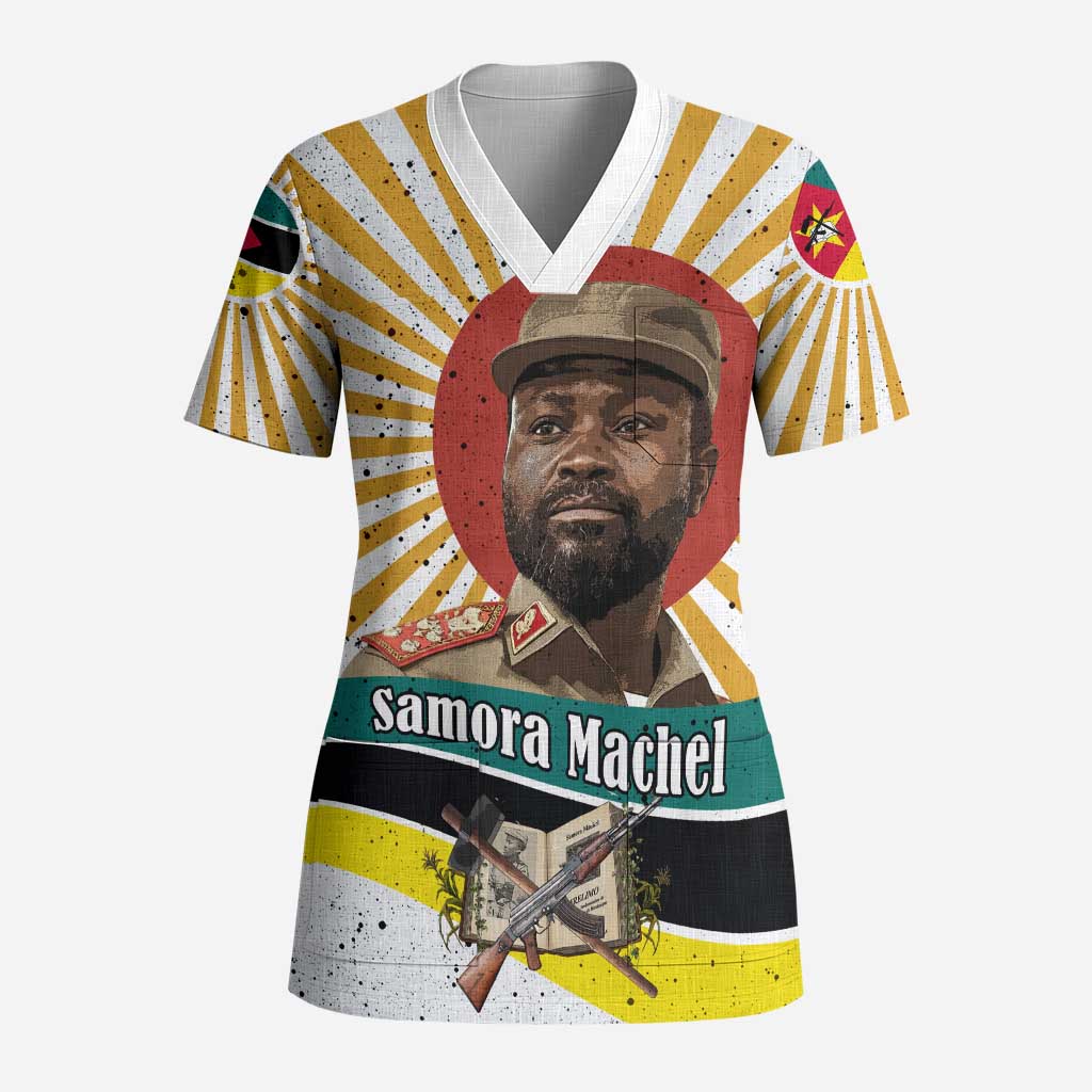 Samora Machel Scrub Top Radiant Sunburst Bold Anti-Colonial Quote Mozambique Liberation - African Revolutionary Art - Wonder Print Shop
