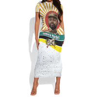 Samora Machel Short Sleeve Bodycon Dress Radiant Sunburst Bold Anti-Colonial Quote Mozambique Liberation - African Revolutionary Art - Wonder Print Shop