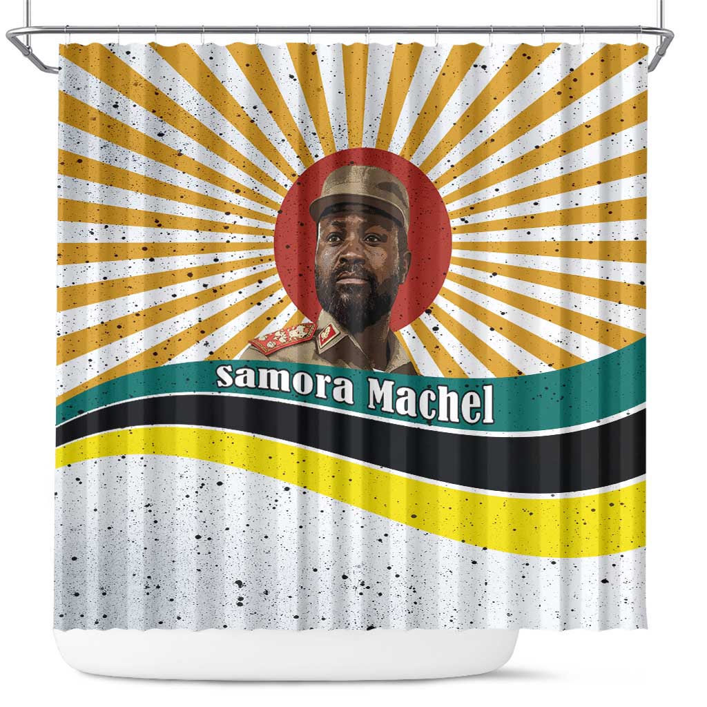 Samora Machel Shower Curtain Radiant Sunburst Bold Anti-Colonial Quote Mozambique Liberation - African Revolutionary Art - Wonder Print Shop
