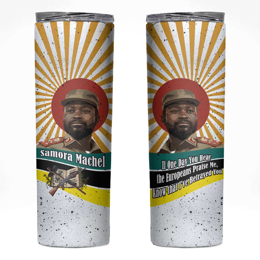Samora Machel Skinny Tumbler Radiant Sunburst Bold Anti-Colonial Quote Mozambique Liberation - African Revolutionary Art - Wonder Print Shop