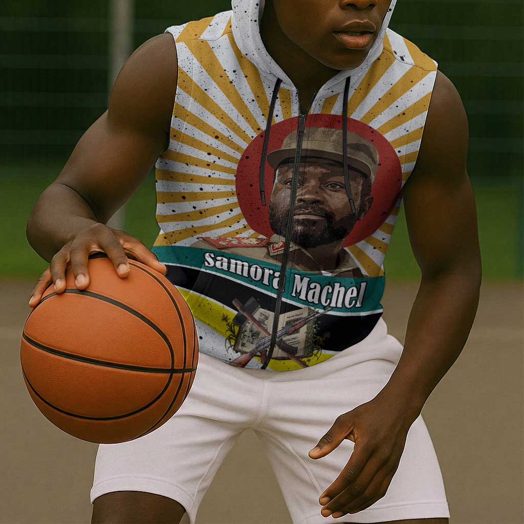 Samora Machel Sleeveless Zip Hoodie Radiant Sunburst Bold Anti-Colonial Quote Mozambique Liberation - African Revolutionary Art - Wonder Print Shop