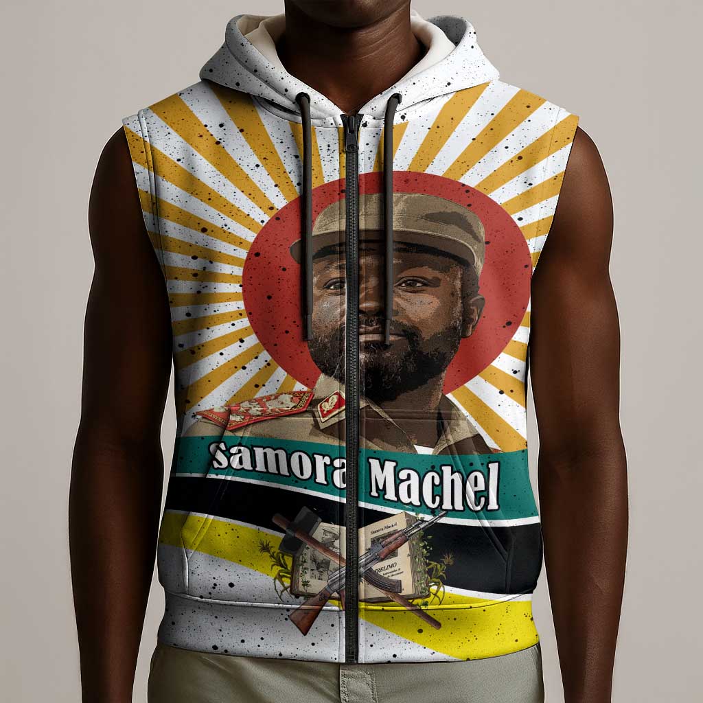 Samora Machel Sleeveless Zip Hoodie Radiant Sunburst Bold Anti-Colonial Quote Mozambique Liberation - African Revolutionary Art - Wonder Print Shop