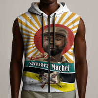 Samora Machel Sleeveless Zip Hoodie Radiant Sunburst Bold Anti-Colonial Quote Mozambique Liberation - African Revolutionary Art - Wonder Print Shop